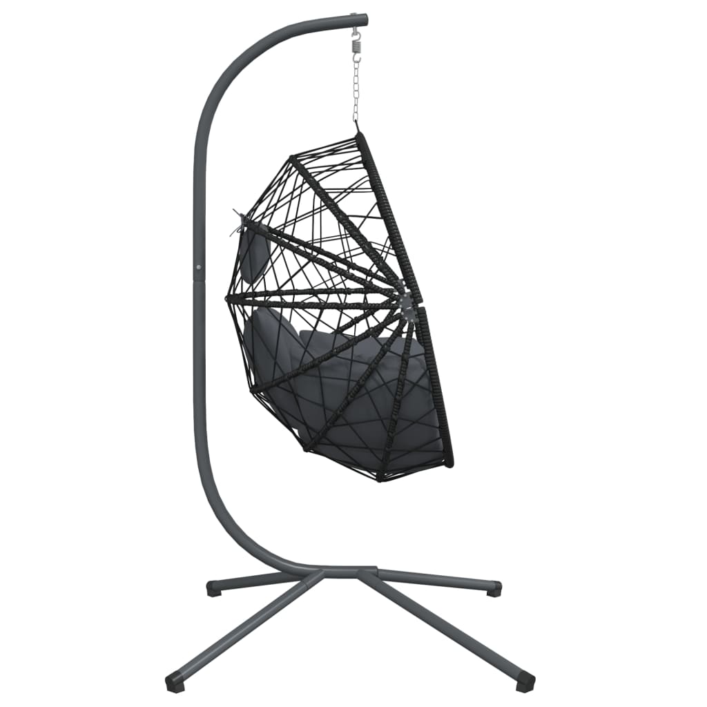 Hanging Egg Chair with Stand Anthracite Rattan and Steel