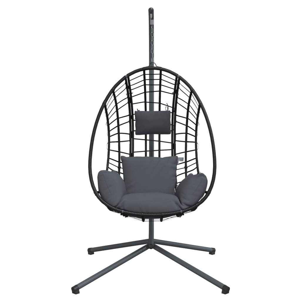 Hanging Egg Chair with Stand Anthracite Rattan and Steel