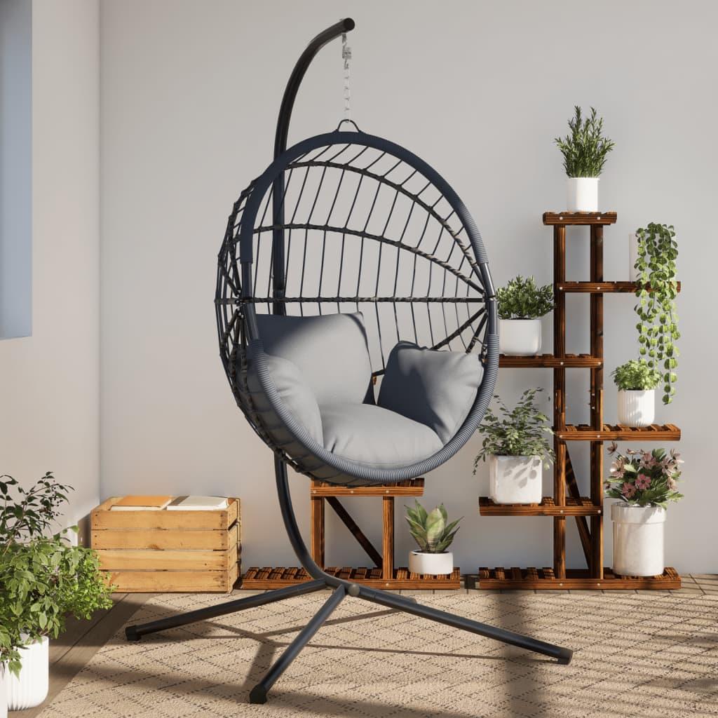 Hanging Egg Chair Stand without Basket Black Steel