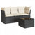 4 Piece Garden Sofa Set with Cushions Black Poly Rattan