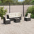 6 Piece Garden Sofa Set with Cushions Black Poly Rattan