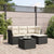 5 Piece Garden Sofa Set with Cushions Black Poly Rattan