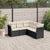 5 Piece Garden Sofa Set with Cushions Black Poly Rattan