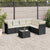 7 Piece Garden Sofa Set with Cushions Black Poly Rattan