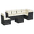 7 Piece Garden Sofa Set with Cushions Black Poly Rattan