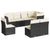 8 Piece Garden Sofa Set with Cushions Black Poly Rattan