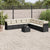 10 Piece Garden Sofa Set with Cushions Black Poly Rattan