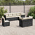 8 Piece Garden Sofa Set with Cushions Black Poly Rattan