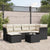 7 Piece Garden Sofa Set with Cushions Black Poly Rattan