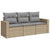 3 Piece Garden Sofa Set with Cushions Beige Poly Rattan