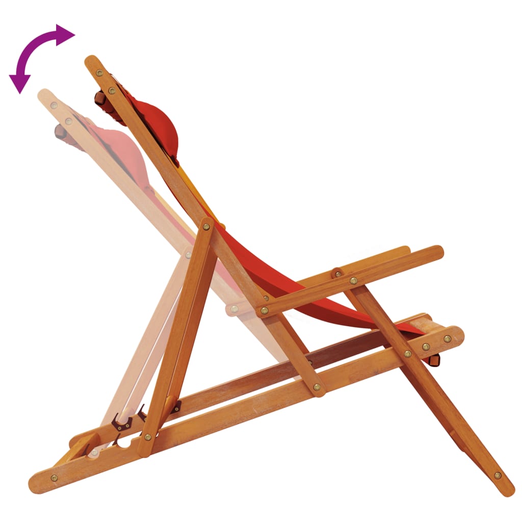 Folding Beach Chairs 2 pcs Red Fabric