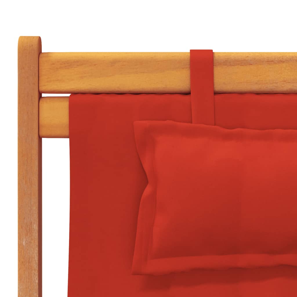 Folding Beach Chairs 2 pcs Red Fabric