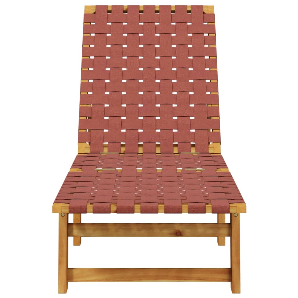 Sun Loungers 2 pcs Red Solid Wood Acacia and Fabric