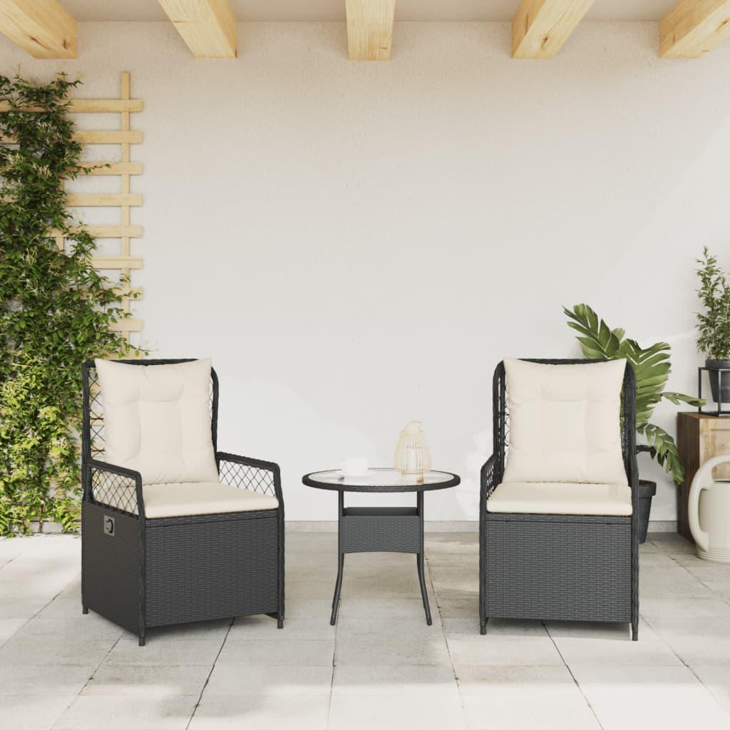 Reclining Garden Chairs 2 pcs Black Poly Rattan