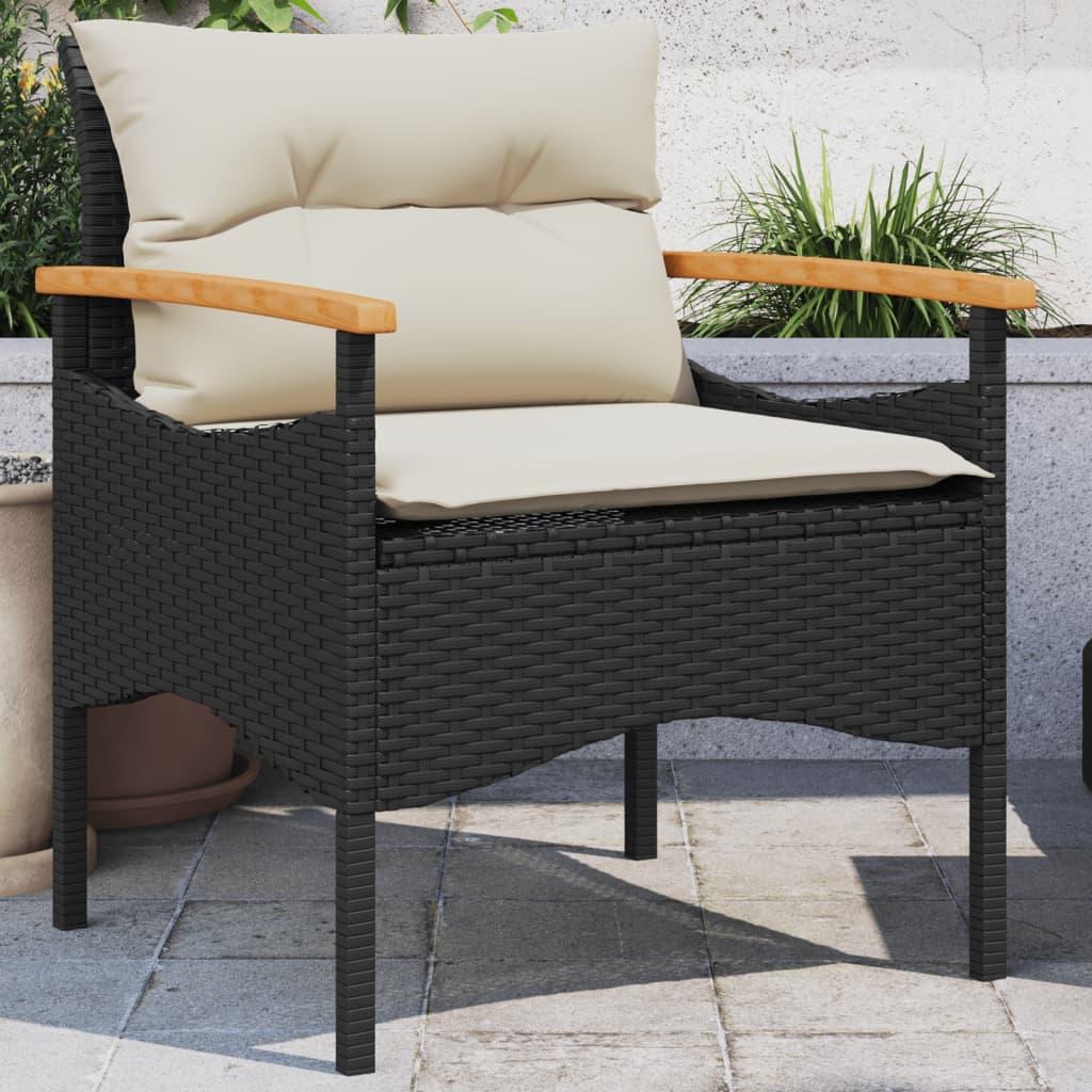 3 Piece Garden Sofa Set with Cushions Black Poly Rattan