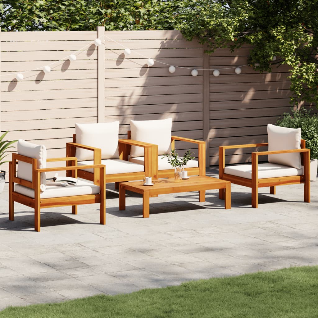 5 Piece Garden Sofa Set with Cushions Solid Wood Acacia