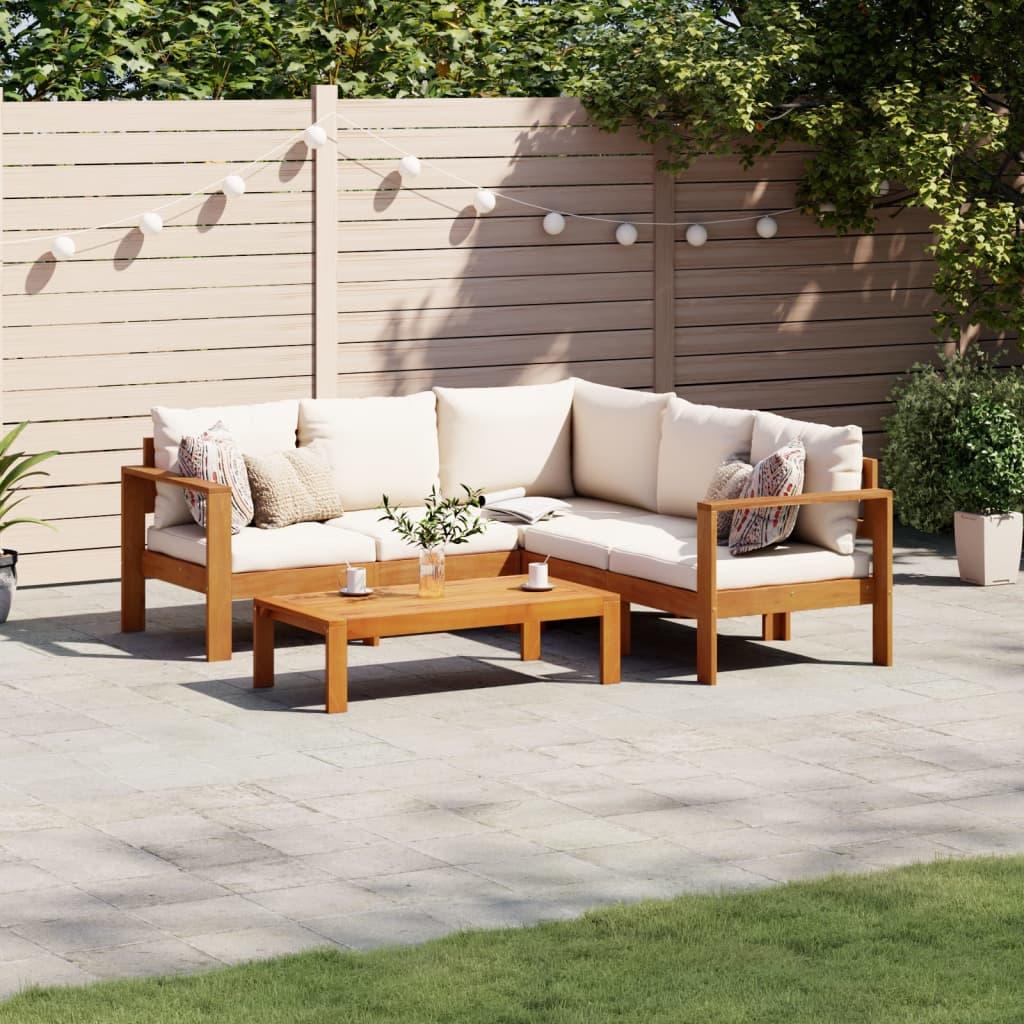 4 Piece Garden Sofa Set with Cushions Solid Wood Acacia
