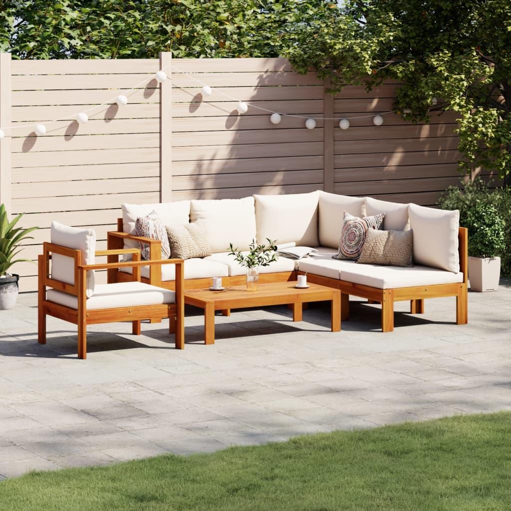 5 Piece Garden Sofa Set with Cushions Solid Wood Acacia