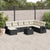 9 Piece Garden Sofa Set with Cushions Black Poly Rattan