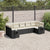 7 Piece Garden Sofa Set with Cushions Black Poly Rattan