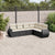 6 Piece Garden Sofa Set with Cushions Black Poly Rattan