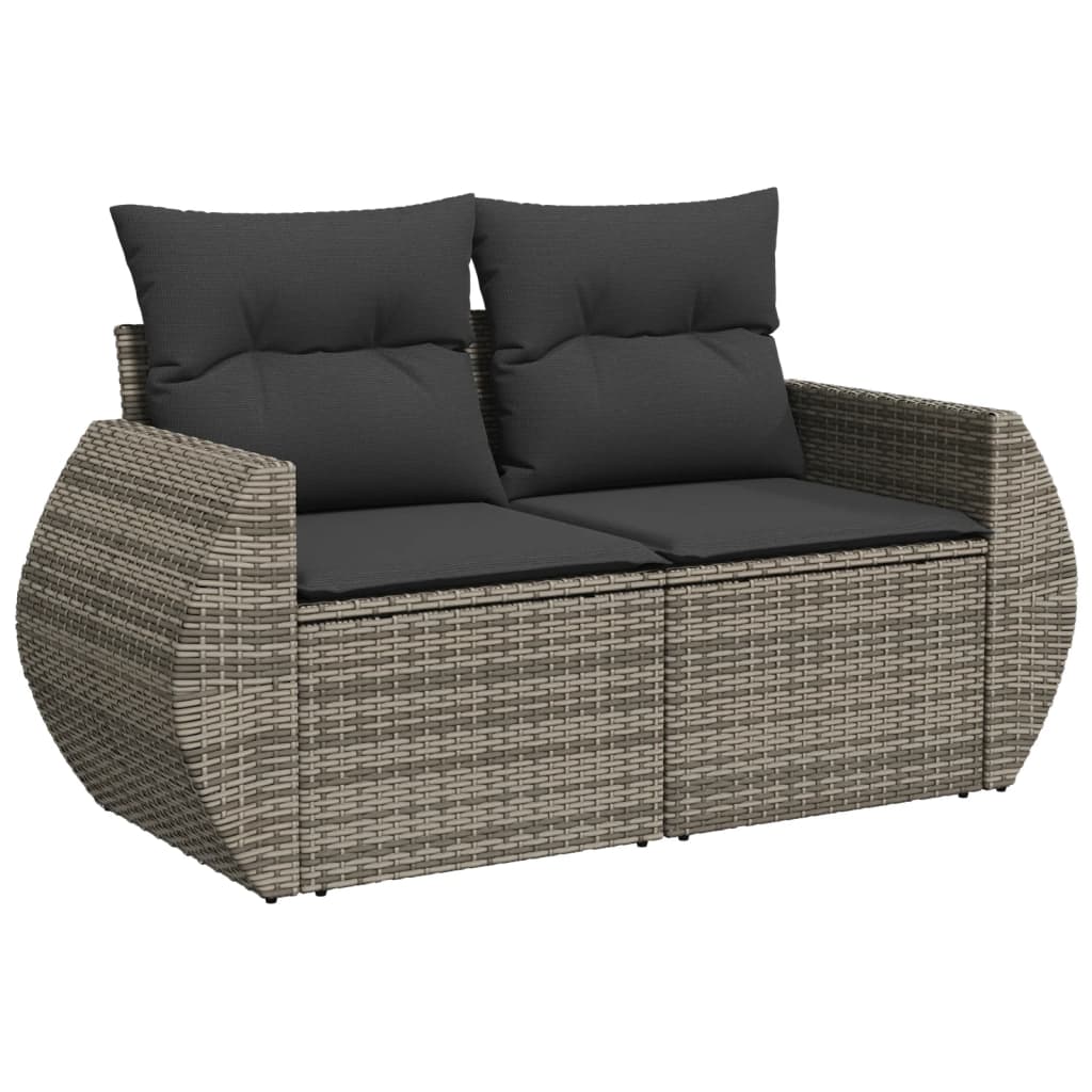 11 Piece Garden Sofa Set with Cushions Grey Poly Rattan