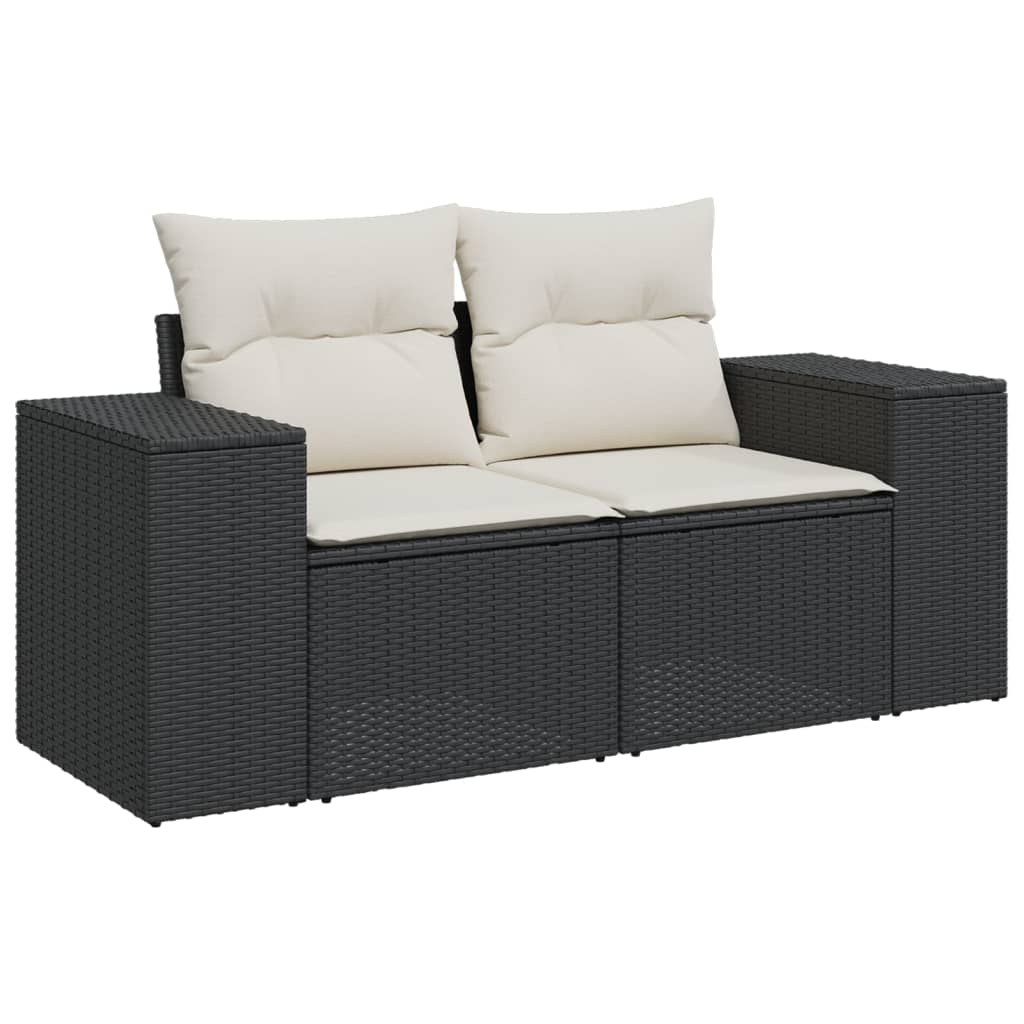 4 Piece Garden Sofa Set with Cushions Black Poly Rattan