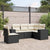 5 Piece Garden Sofa Set with Cushions Black Poly Rattan