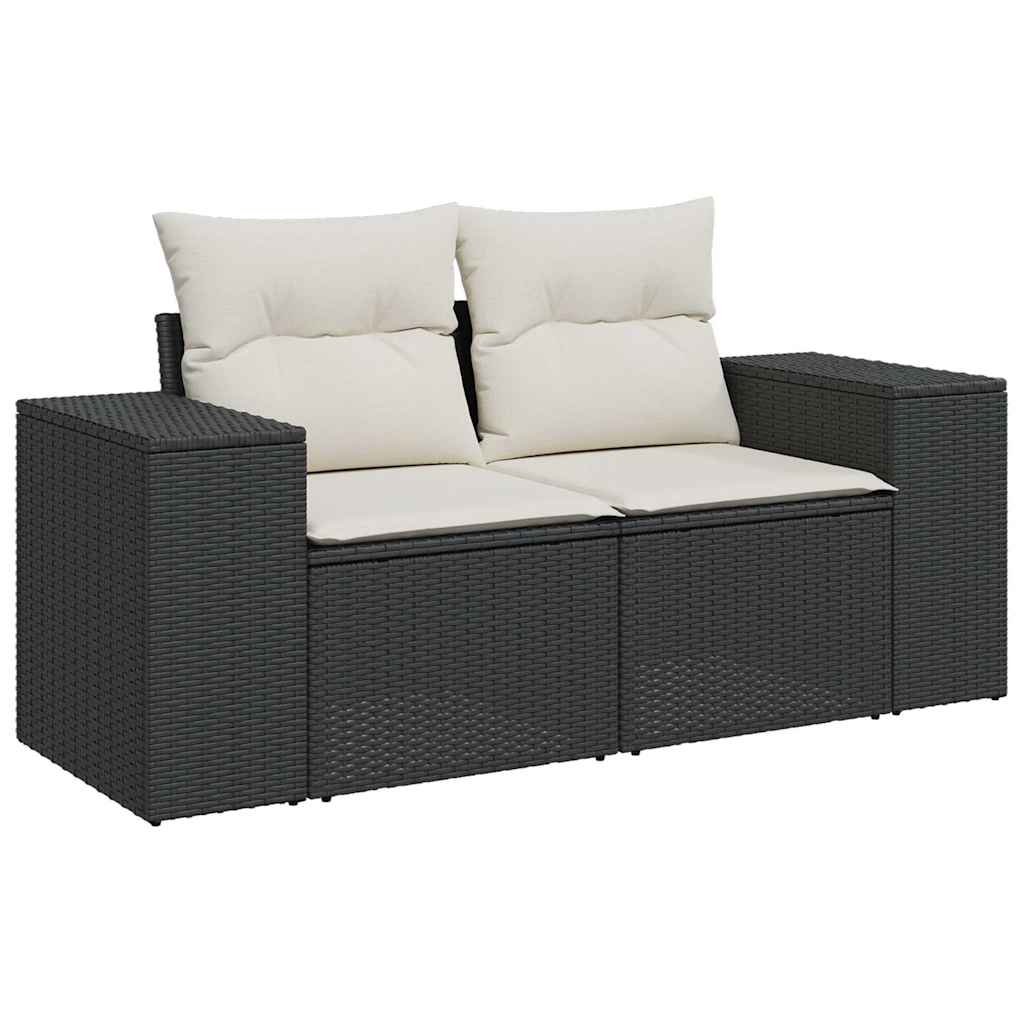 6 Piece Garden Sofa Set with Cushions Black Poly Rattan