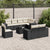 9 Piece Garden Sofa Set with Cushions Black Poly Rattan