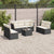 8 Piece Garden Sofa Set with Cushions Black Poly Rattan