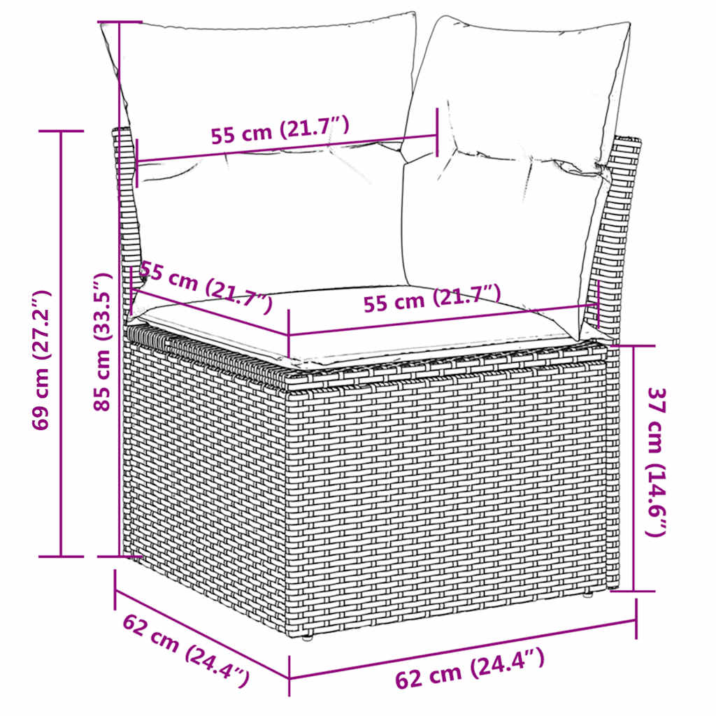 6 Piece Garden Sofa Set with Cushions Black Poly Rattan