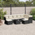 10 Piece Garden Sofa Set with Cushions Black Poly Rattan