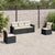 5 Piece Garden Sofa Set with Cushions Black Poly Rattan