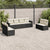 8 Piece Garden Sofa Set with Cushions Black Poly Rattan