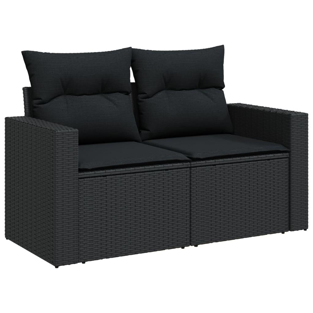 4 Piece Garden Sofa Set with Cushions Black Poly Rattan