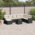 9 Piece Garden Sofa Set with Cushions Black Poly Rattan