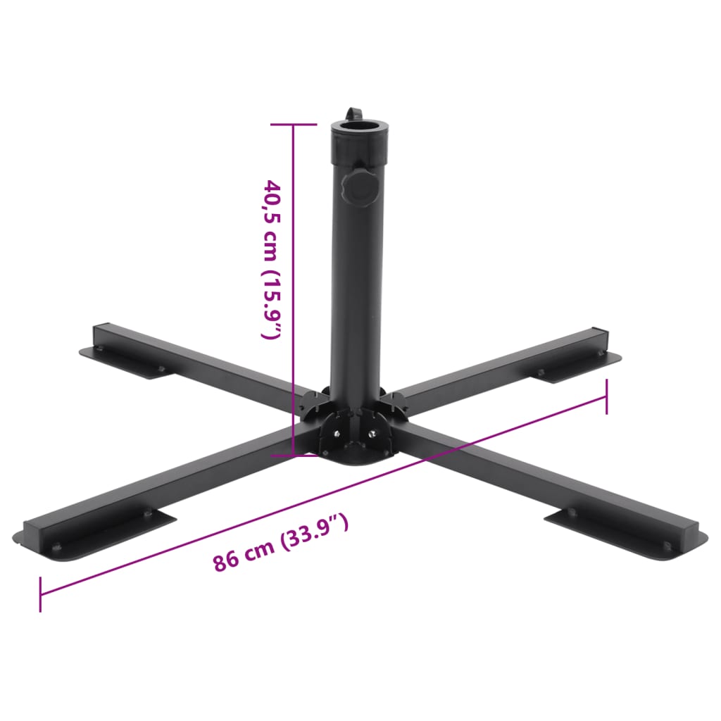 Parasol Base Foldable for Ø38/48 mm Pole Glossy Black Steel