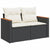 3 Piece Garden Sofa Set with Cushions Black Poly Rattan