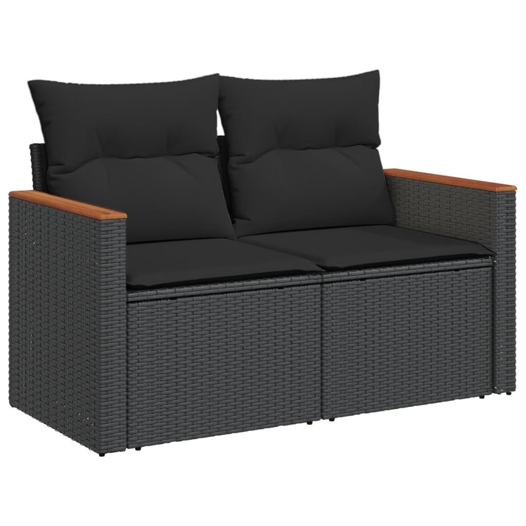 4 Piece Garden Sofa Set with Cushions Black Poly Rattan