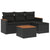 5 Piece Garden Sofa Set with Cushions Black Poly Rattan