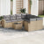 9 Piece Garden Sofa Set with Cushions Beige Poly Rattan
