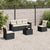 6 Piece Garden Sofa Set with Cushions Black Poly Rattan