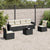 7 Piece Garden Sofa Set with Cushions Black Poly Rattan