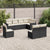 8 Piece Garden Sofa Set with Cushions Black Poly Rattan