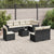 9 Piece Garden Sofa Set with Cushions Black Poly Rattan