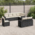 8 Piece Garden Sofa Set with Cushions Black Poly Rattan