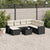 8 Piece Garden Sofa Set with Cushions Black Poly Rattan