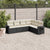 6 Piece Garden Sofa Set with Cushions Black Poly Rattan