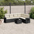 7 Piece Garden Sofa Set with Cushions Black Poly Rattan